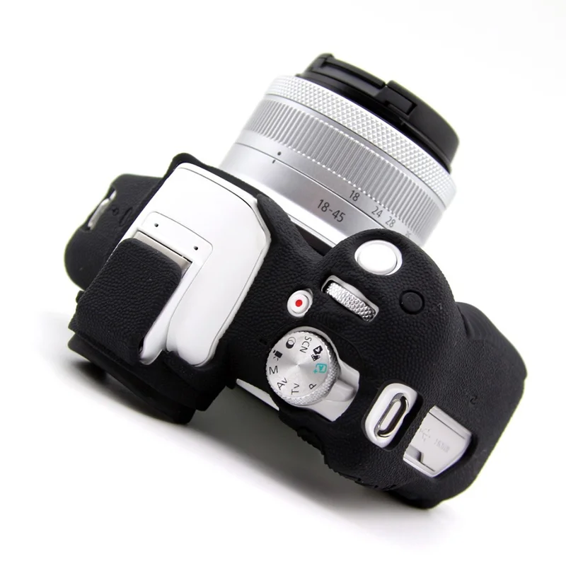 For Canon EOS R50 Litchi Texture Protective Cover Soft Silicone Camera Anti-drop Sleeve - Black