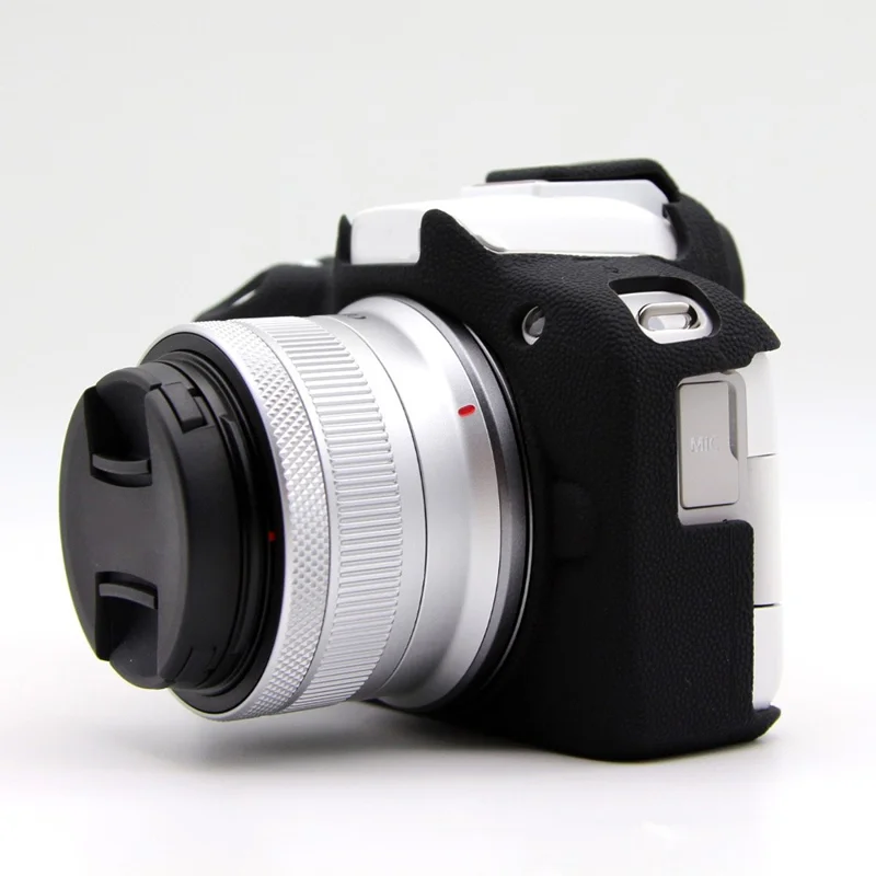 For Canon EOS R50 Litchi Texture Protective Cover Soft Silicone Camera Anti-drop Sleeve - Black