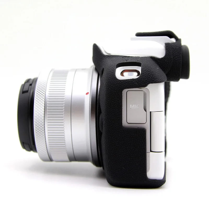 For Canon EOS R50 Litchi Texture Protective Cover Soft Silicone Camera Anti-drop Sleeve - Black
