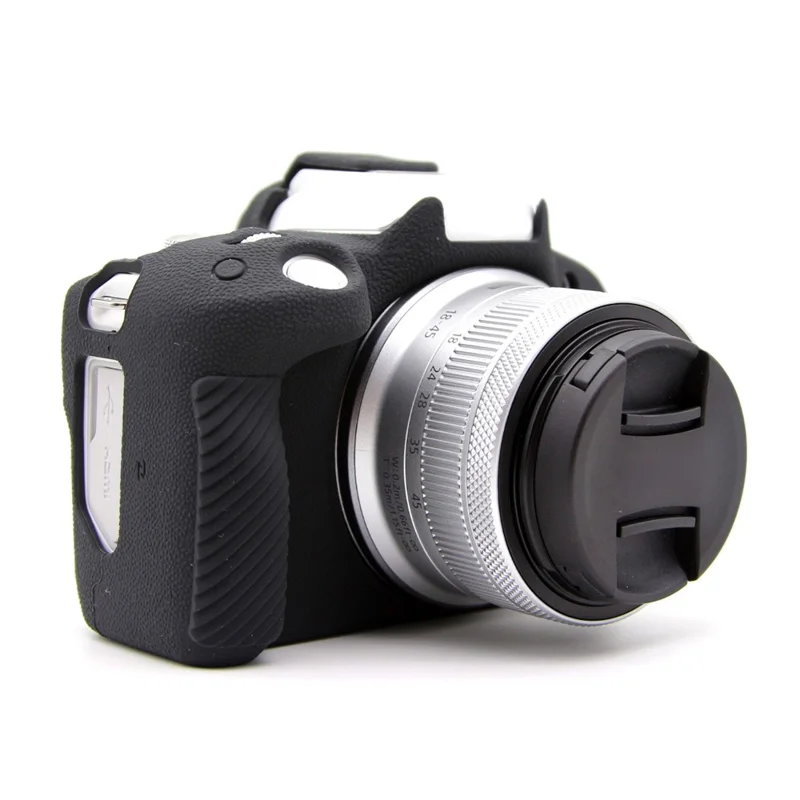 For Canon EOS R50 Litchi Texture Protective Cover Soft Silicone Camera Anti-drop Sleeve - Black