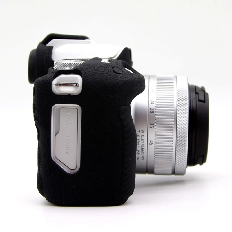 For Canon EOS R50 Litchi Texture Protective Cover Soft Silicone Camera Anti-drop Sleeve - Black