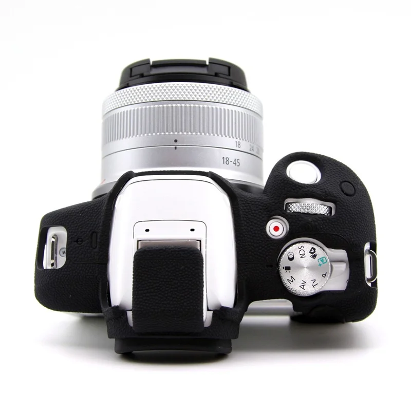 For Canon EOS R50 Litchi Texture Protective Cover Soft Silicone Camera Anti-drop Sleeve - Black