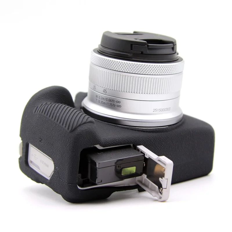 For Canon EOS R50 Litchi Texture Protective Cover Soft Silicone Camera Anti-drop Sleeve - Black