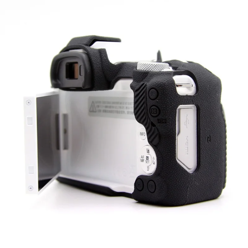 For Canon EOS R50 Litchi Texture Protective Cover Soft Silicone Camera Anti-drop Sleeve - Black