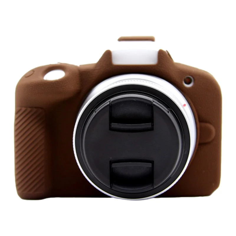 For Canon EOS R50 Litchi Texture Protective Cover Soft Silicone Camera Anti-drop Sleeve - Coffee