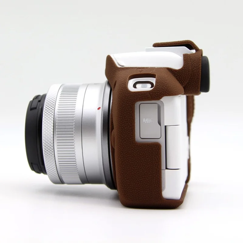 For Canon EOS R50 Litchi Texture Protective Cover Soft Silicone Camera Anti-drop Sleeve - Coffee
