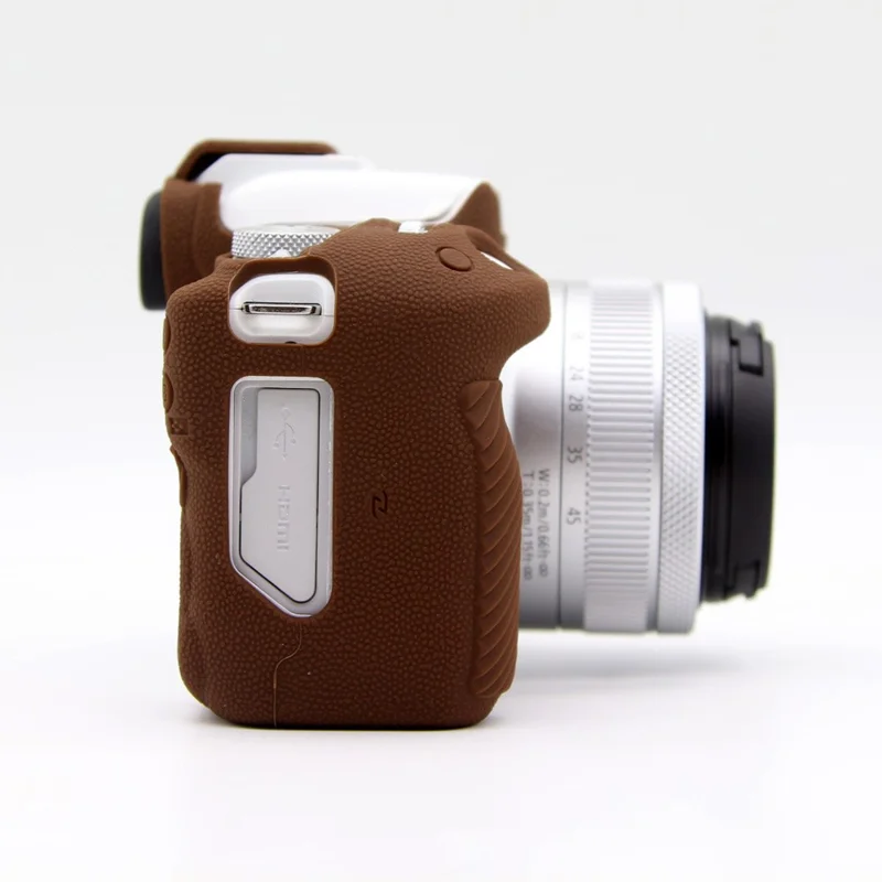 For Canon EOS R50 Litchi Texture Protective Cover Soft Silicone Camera Anti-drop Sleeve - Coffee