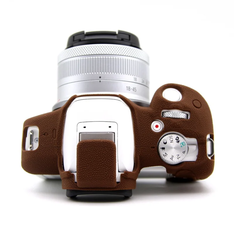 For Canon EOS R50 Litchi Texture Protective Cover Soft Silicone Camera Anti-drop Sleeve - Coffee