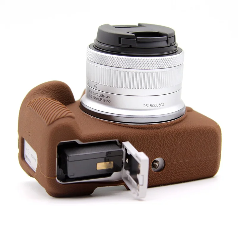 For Canon EOS R50 Litchi Texture Protective Cover Soft Silicone Camera Anti-drop Sleeve - Coffee