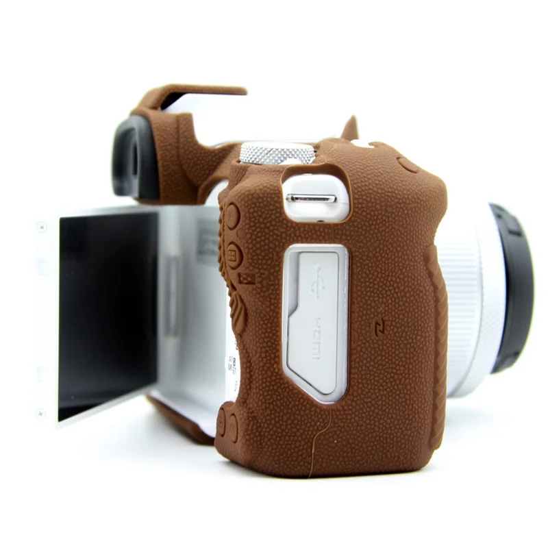 For Canon EOS R50 Litchi Texture Protective Cover Soft Silicone Camera Anti-drop Sleeve - Coffee