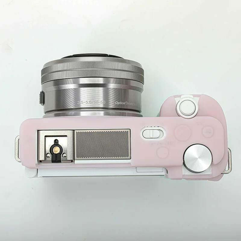 For Sony ZV-E10 Camera Protector Silicone Case Anti-Scratch Sleeve Cover - Pink+Green