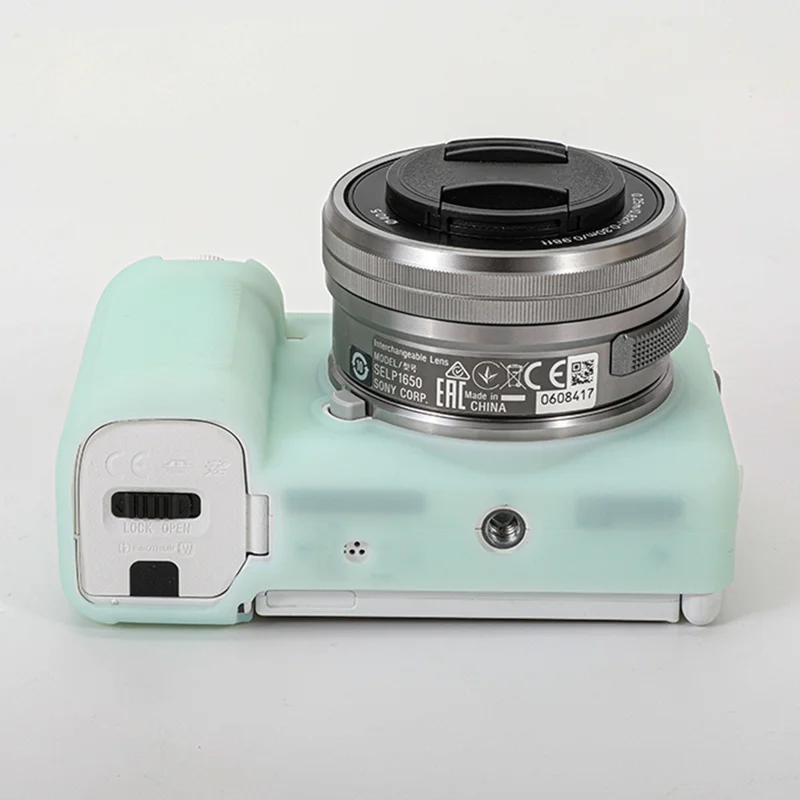 For Sony ZV-E10 Camera Protector Silicone Case Anti-Scratch Sleeve Cover - Pink+Green