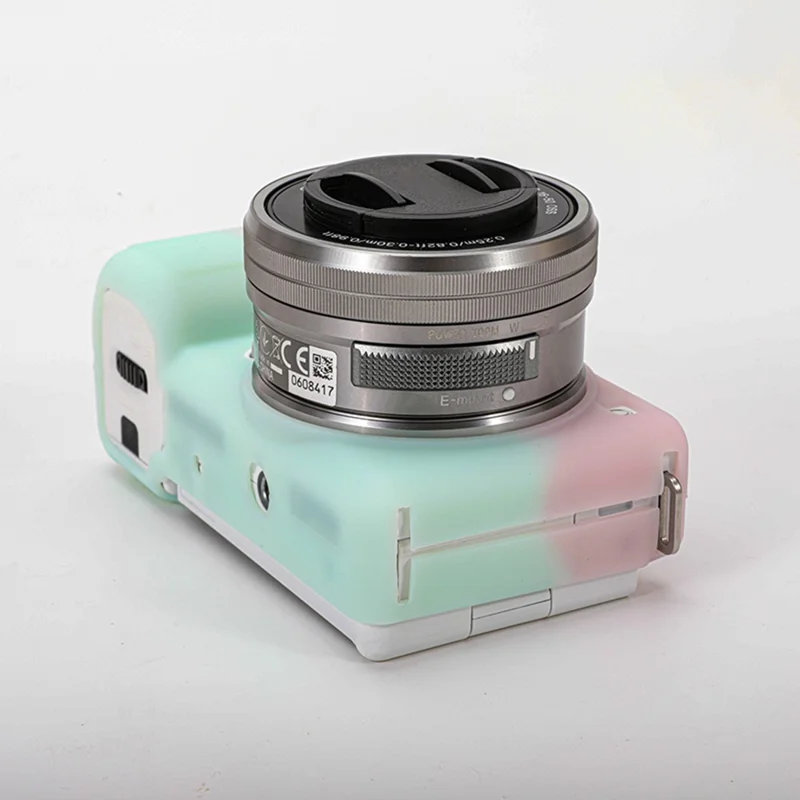 For Sony ZV-E10 Camera Protector Silicone Case Anti-Scratch Sleeve Cover - Pink+Green