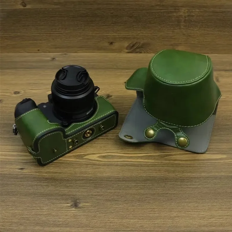 For Fujifilm X-S20 Detachable PU Leather Camera Bag Battery Opening Anti-scratch Case with Lens Bag - Green
