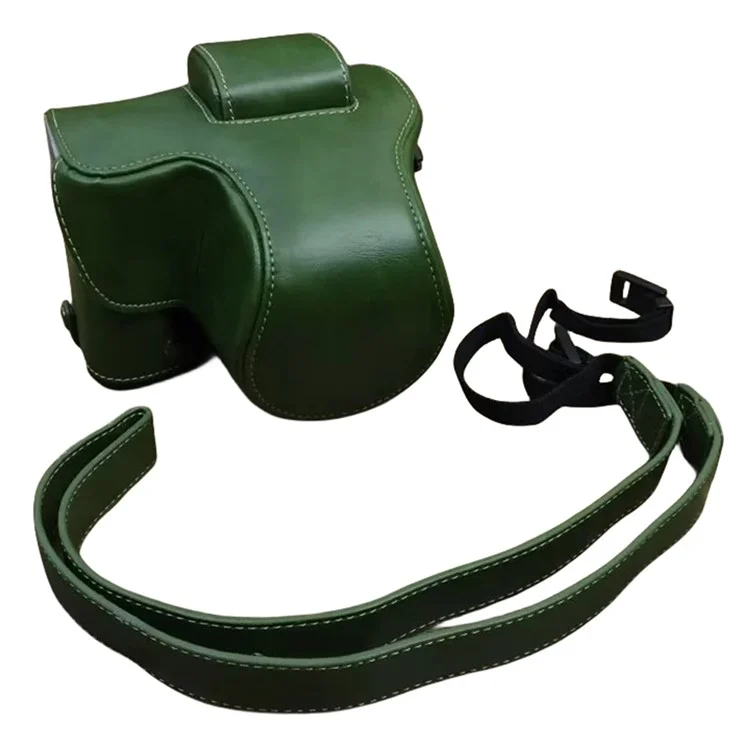 For Fujifilm X-S20 PU Leather Camera Bag Battery Opening Anti-drop Case with Shoulder Strap - Green