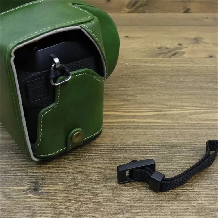 For Fujifilm X-S20 PU Leather Camera Bag Battery Opening Anti-drop Case with Shoulder Strap - Green