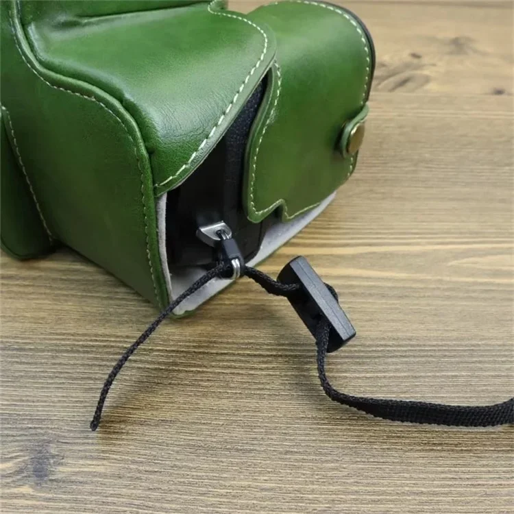 For Fujifilm X-S20 PU Leather Camera Bag Battery Opening Anti-drop Case with Shoulder Strap - Green