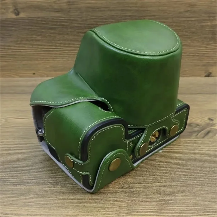 For Fujifilm X-S20 PU Leather Camera Bag Battery Opening Anti-drop Case with Shoulder Strap - Green