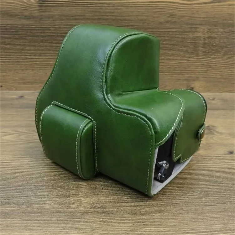 For Fujifilm X-S20 PU Leather Camera Bag Battery Opening Anti-drop Case with Shoulder Strap - Green