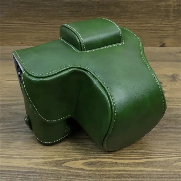 For Fujifilm X-S20 PU Leather Camera Bag Battery Opening Anti-drop Case with Shoulder Strap - Green