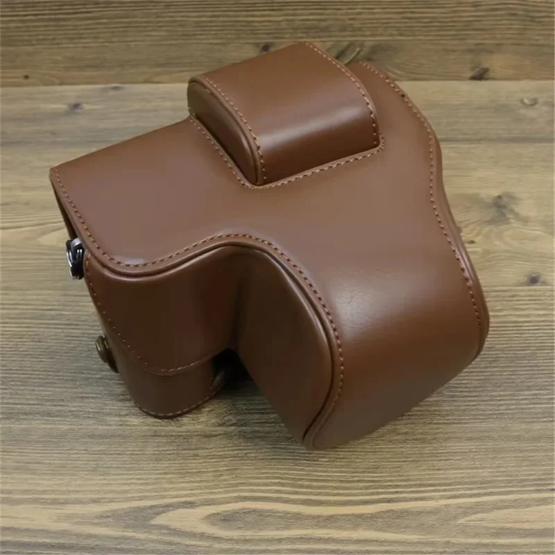 For Fujifilm X-S20 PU Leather Camera Bag Battery Opening Anti-drop Case with Shoulder Strap - Coffee