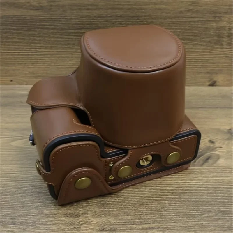 For Fujifilm X-S20 PU Leather Camera Bag Battery Opening Anti-drop Case with Shoulder Strap - Coffee