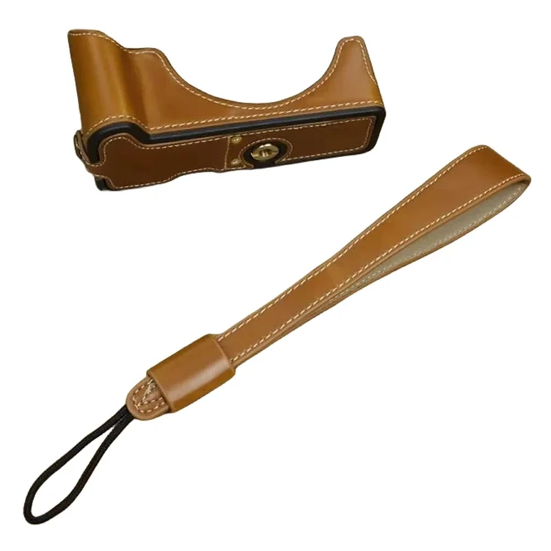 Para Canon EOS R50 / R100 Cubierta de Cámara de Cuerpo Inferior de Cuero PU con Correa de Muñeca - Marrón