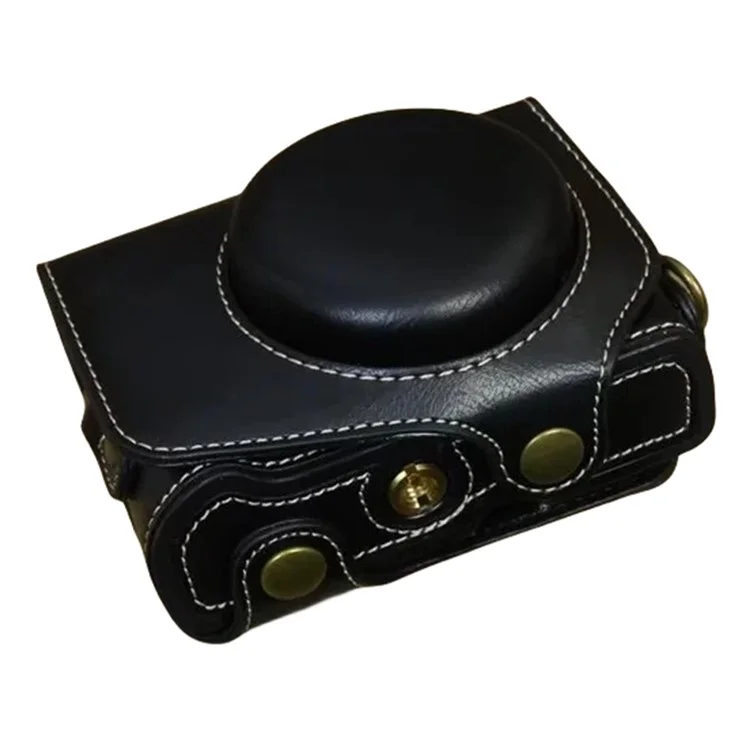 Per Canon PowerShot G7 X Mark II / G7 X Mark III Custodia per fotocamera Custodia in pelle PU con tracolla - Nero