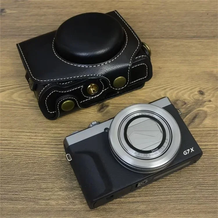 Per Canon PowerShot G7 X Mark II / G7 X Mark III Custodia per fotocamera Custodia in pelle PU con tracolla - Nero