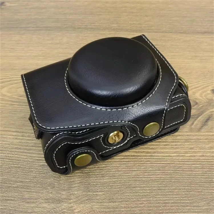 Per Canon PowerShot G7 X Mark II / G7 X Mark III Custodia per fotocamera Custodia in pelle PU con tracolla - Nero
