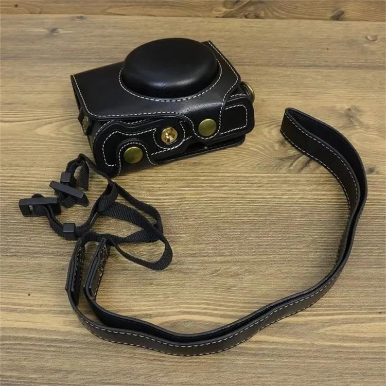Per Canon PowerShot G7 X Mark II / G7 X Mark III Custodia per fotocamera Custodia in pelle PU con tracolla - Nero