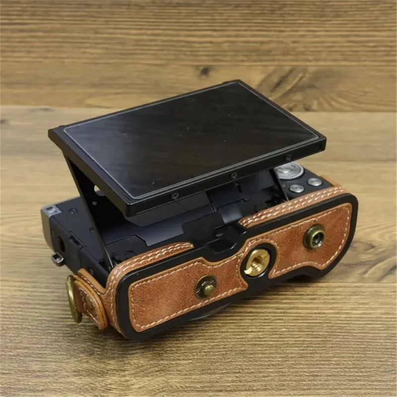 For Canon PowerShot G7 X Mark II / G7 X Mark III Camera Case PU Leather Camera Cover with Shoulder Strap - Brown