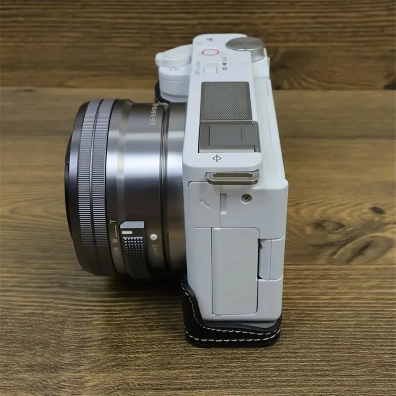 For Sony ZV-E10 PU Leather Camera Case Half Body Scratch Resistant Protective Cover - Black