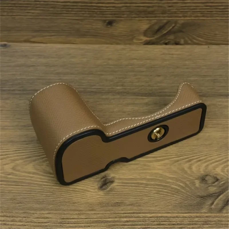 Til Sony ZV-E10 PU-læder kamerataske, halv krop, kradssikker beskyttelsesdæksel - Khaki