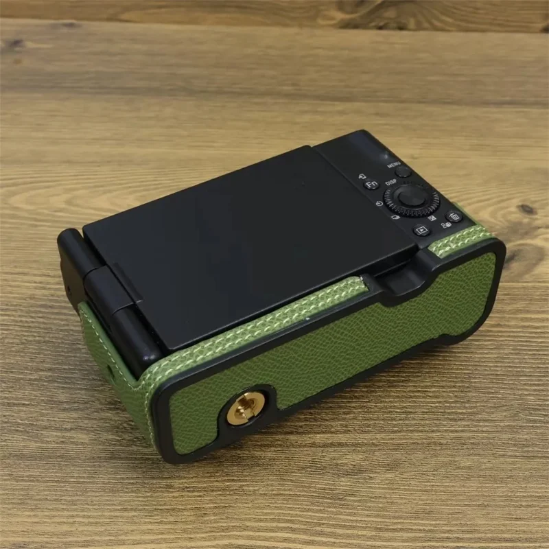 For Sony ZV-1 II / ZV-1F Camera Case PU Leather Half Body Protective Cover with Screw - Green