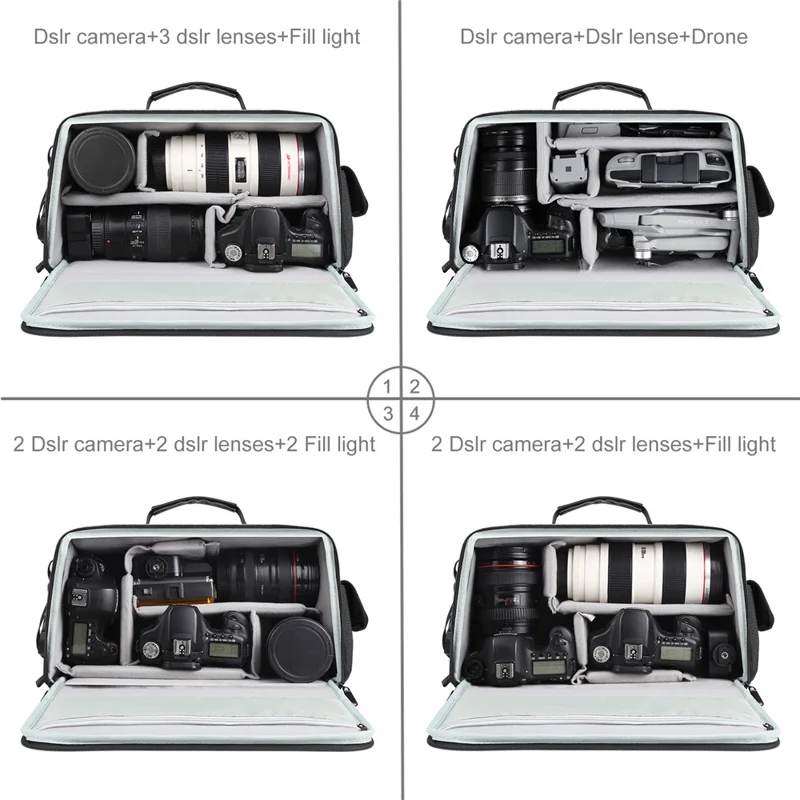 PULUZ PU5016B Digital Camera Handbag Crossbody Bag Padded Dividers SLR Camera Shoulder Bag