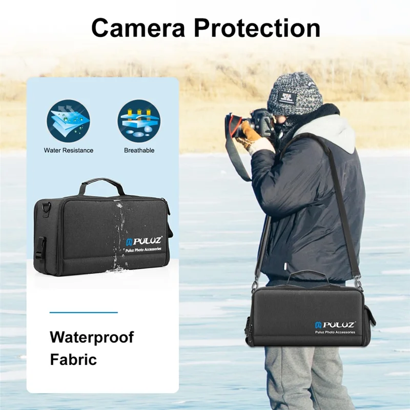 PULUZ PU5016B Digital Camera Handbag Crossbody Bag Padded Dividers SLR Camera Shoulder Bag