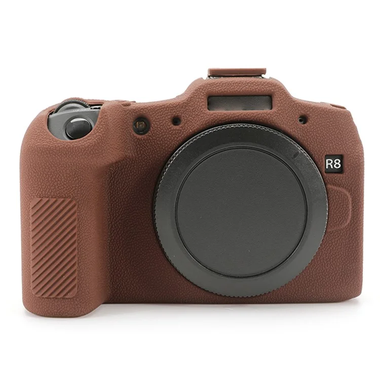 For Canon EOS R8 Soft Silicone Anti-scratch Case Litchi Texture Camera Protective Cover - Coffee