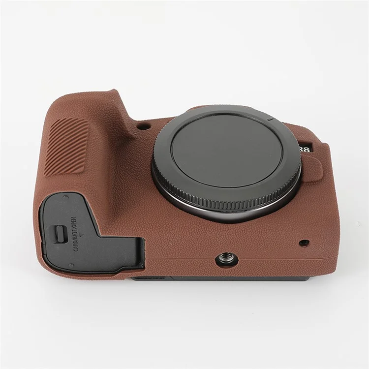 For Canon EOS R8 Soft Silicone Anti-scratch Case Litchi Texture Camera Protective Cover - Coffee