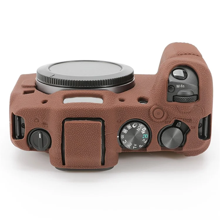 For Canon EOS R8 Soft Silicone Anti-scratch Case Litchi Texture Camera Protective Cover - Coffee