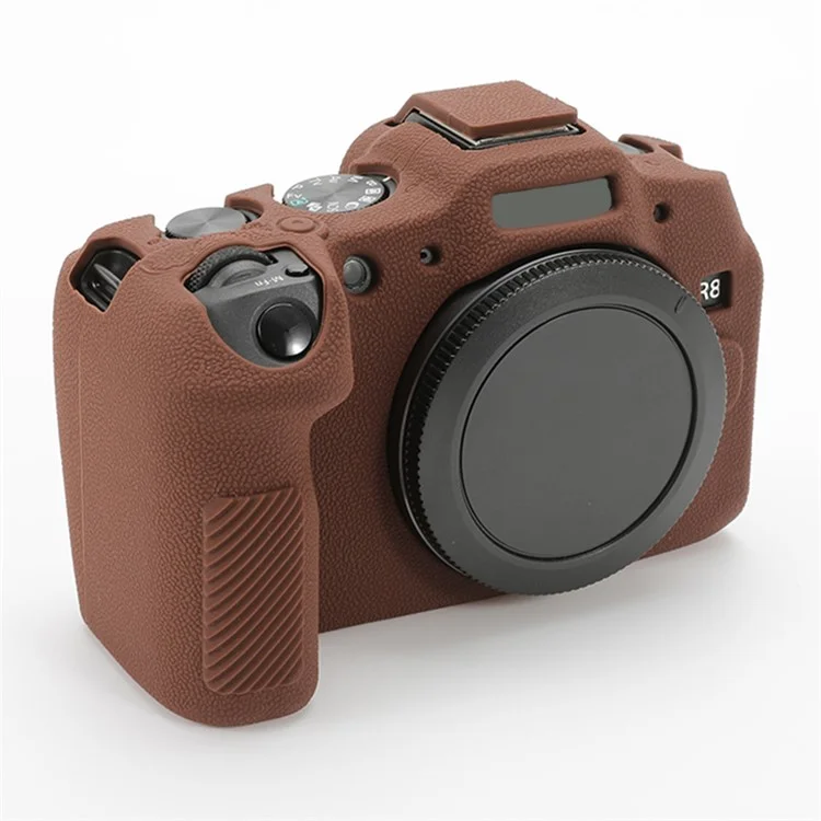 For Canon EOS R8 Soft Silicone Anti-scratch Case Litchi Texture Camera Protective Cover - Coffee