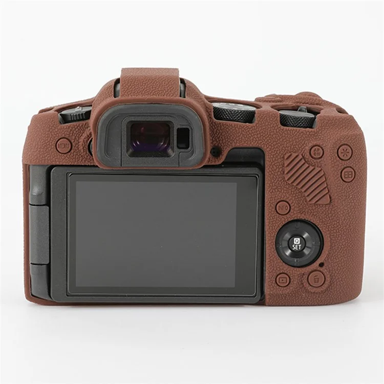 For Canon EOS R8 Soft Silicone Anti-scratch Case Litchi Texture Camera Protective Cover - Coffee