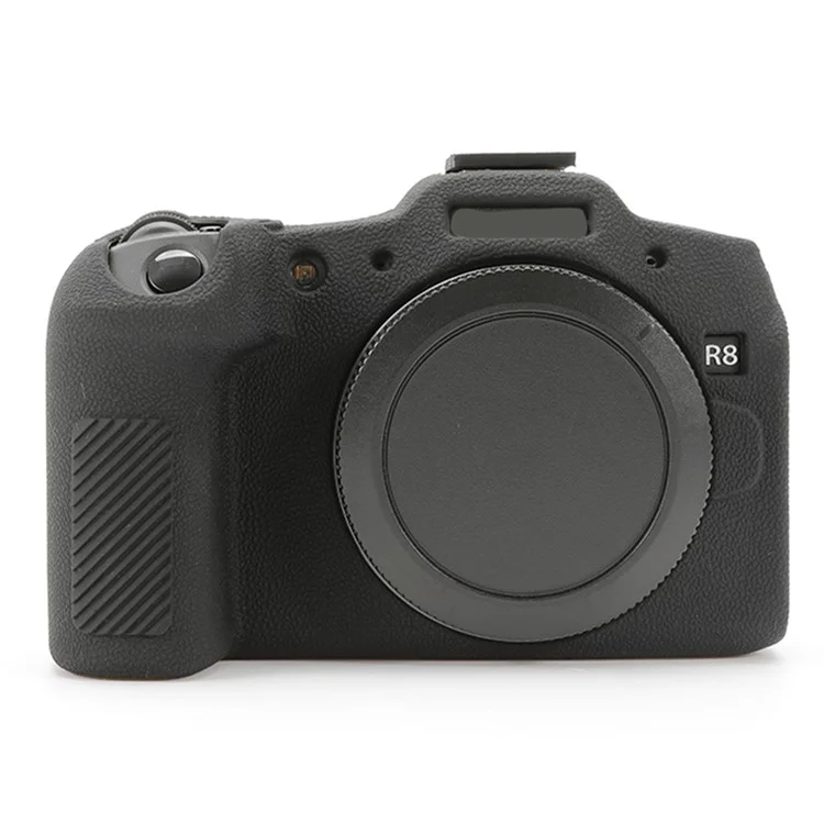 For Canon EOS R8 Soft Silicone Anti-scratch Case Litchi Texture Camera Protective Cover - Black
