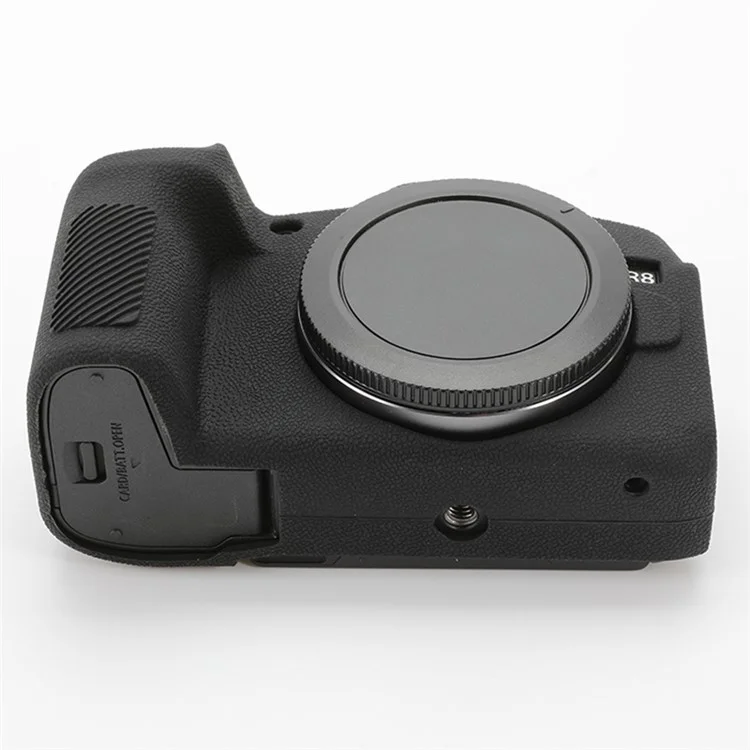 For Canon EOS R8 Soft Silicone Anti-scratch Case Litchi Texture Camera Protective Cover - Black