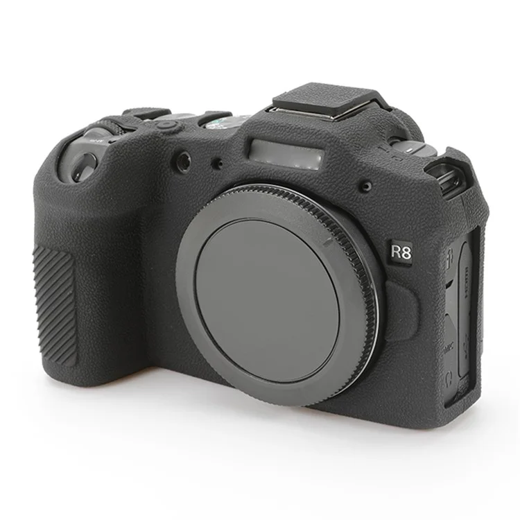 For Canon EOS R8 Soft Silicone Anti-scratch Case Litchi Texture Camera Protective Cover - Black