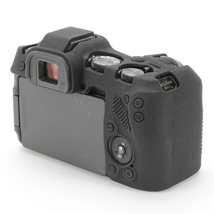 For Canon EOS R8 Soft Silicone Anti-scratch Case Litchi Texture Camera Protective Cover - Black