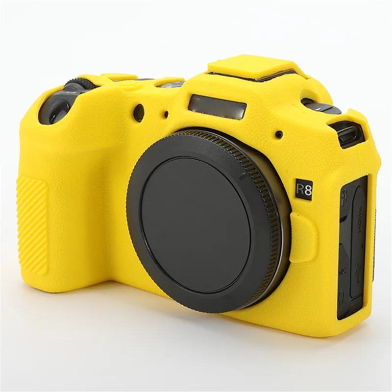 For Canon EOS R8 Soft Silicone Anti-scratch Case Litchi Texture Camera Protective Cover - Yellow