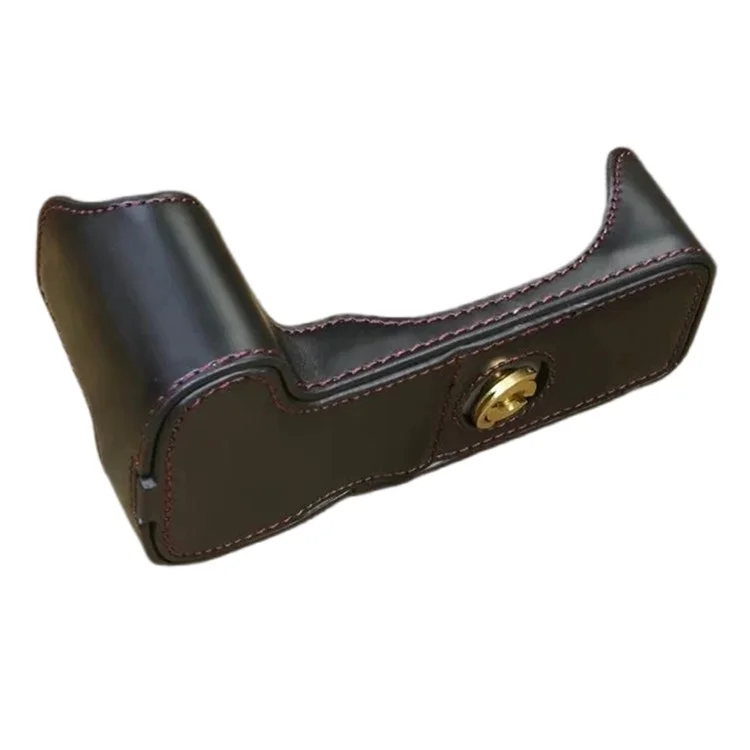 For Canon EOS 200D / 200D II PU Leather Camera Bottom Cover Half Body Case with Screw - Black
