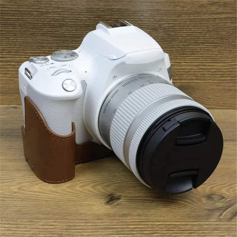 For Canon EOS 200D / 200D II PU Leather Camera Bottom Cover Half Body Case with Screw - Coffee