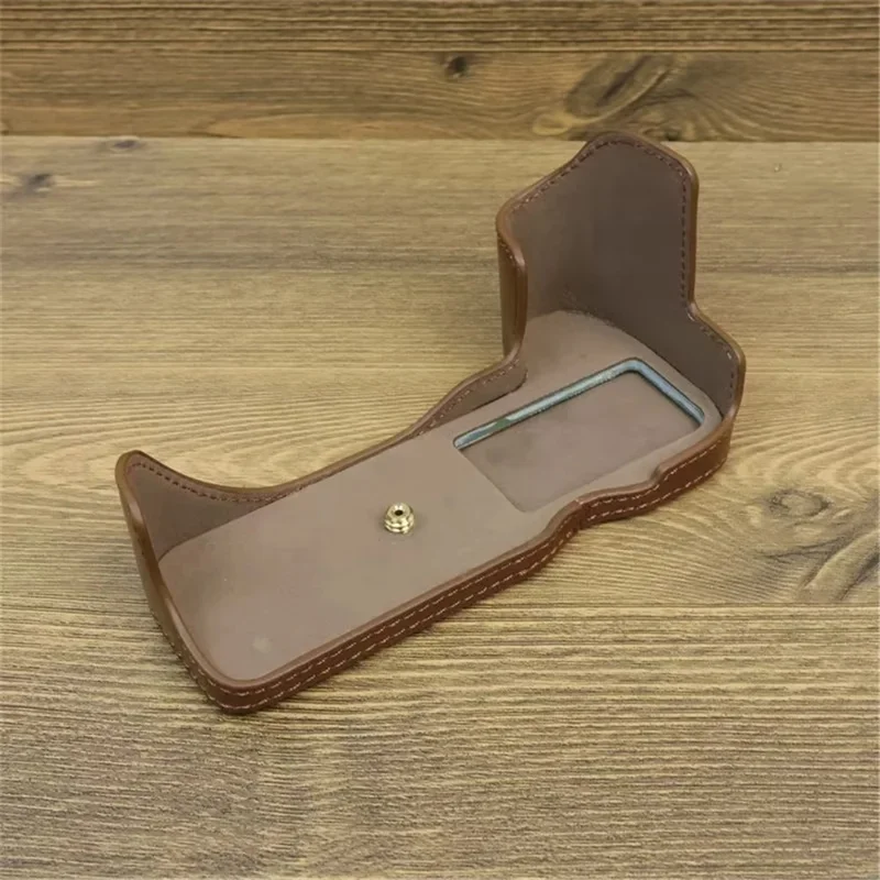 For Canon EOS 200D / 200D II PU Leather Camera Bottom Cover Half Body Case with Screw - Coffee